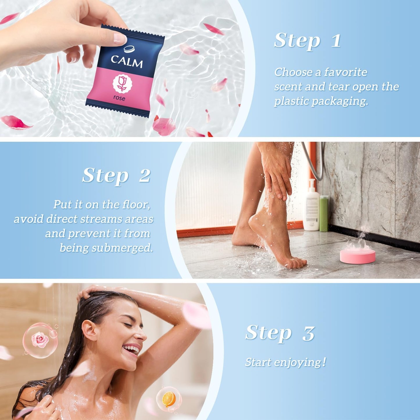 TranquilBliss Shower Steamers – 12 Count, Six Scents, Organic & Natural Fragrance