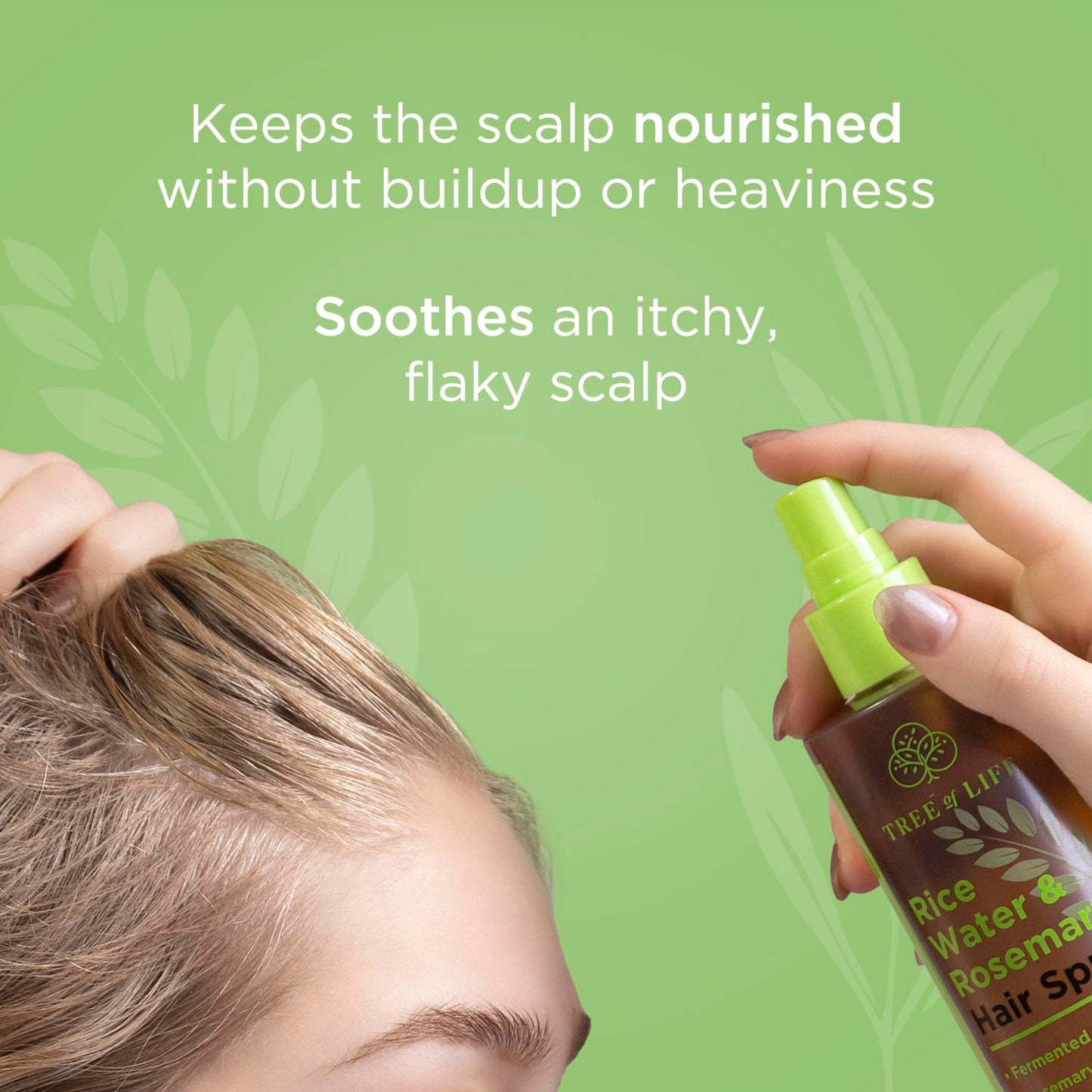 Tree of Life Beauty Rice Water Hair Spray – Rosemary Water, Caffeine & Biotin for Hair Growth (8.8 fl oz)