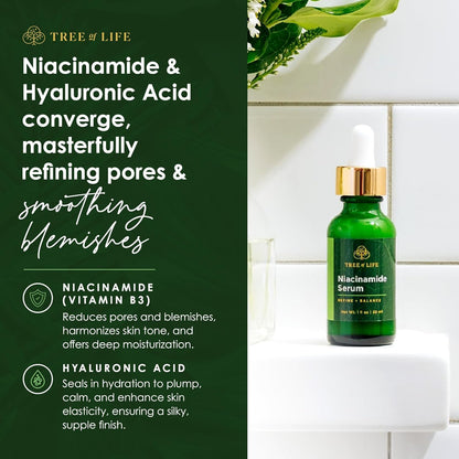 Tree of Life Beauty Niacinamide Serum 5% - Hydrating Face Oil with Hyaluronic Acid & Aloe, 2 Fl Oz