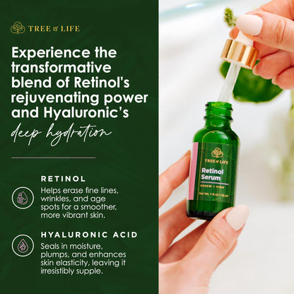 Tree of Life Beauty Retinol Serum with Hyaluronic Acid – Skin Smoothing Face Oil (2 x 2 oz)