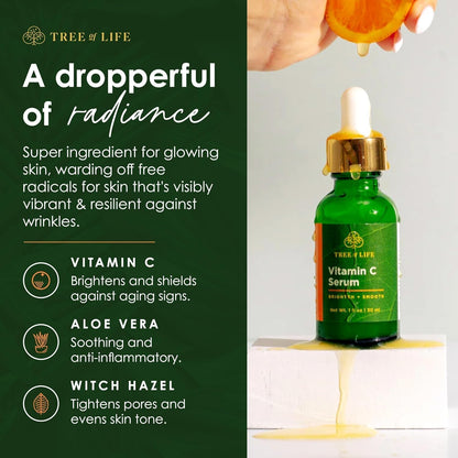 Tree of Life Beauty Vitamin C Skin Care Set | Hyaluronic Acid & Vitamin E for Dry & Sensitive Skin | 2 x 1 oz