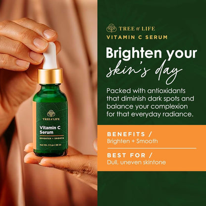 Tree of Life Beauty Vitamin C Skin Care Set | Hyaluronic Acid & Vitamin E for Dry & Sensitive Skin | 2 x 1 oz