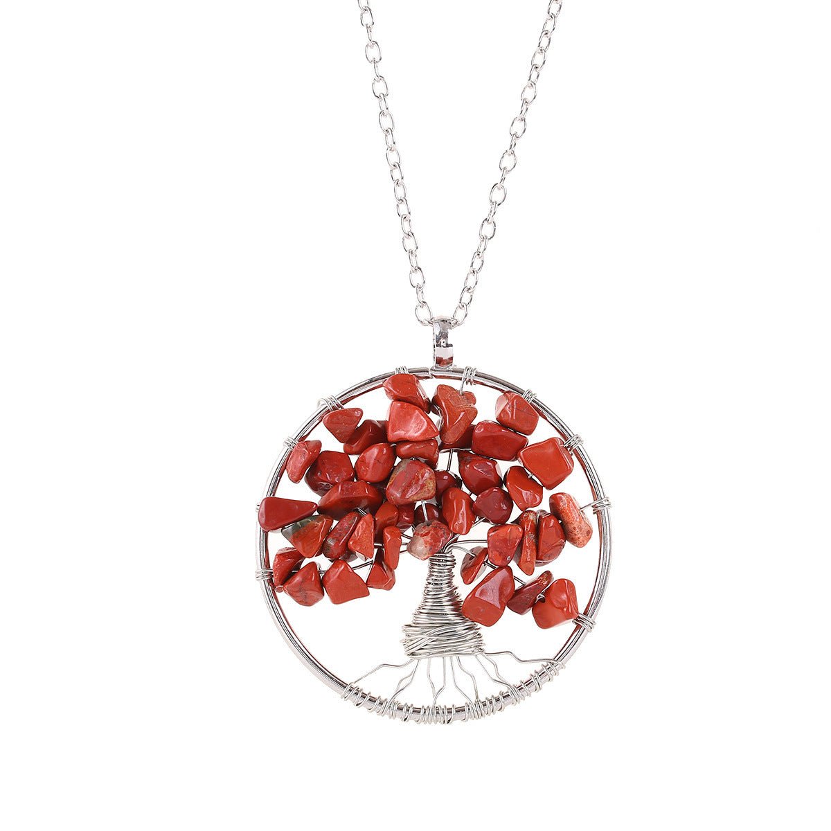 Tree of Life Crystal Gravel Pendant Necklace