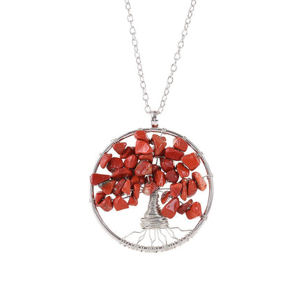 Tree of Life Crystal Gravel Pendant Necklace