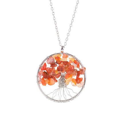 Tree of Life Crystal Gravel Pendant Necklace