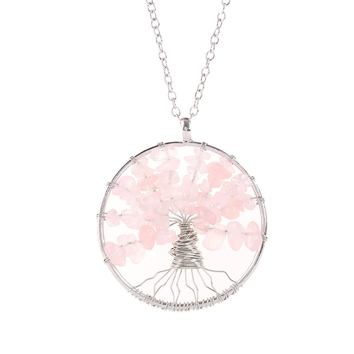 Tree of Life Crystal Gravel Pendant Necklace