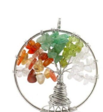 Tree of Life Crystal Gravel Pendant Necklace