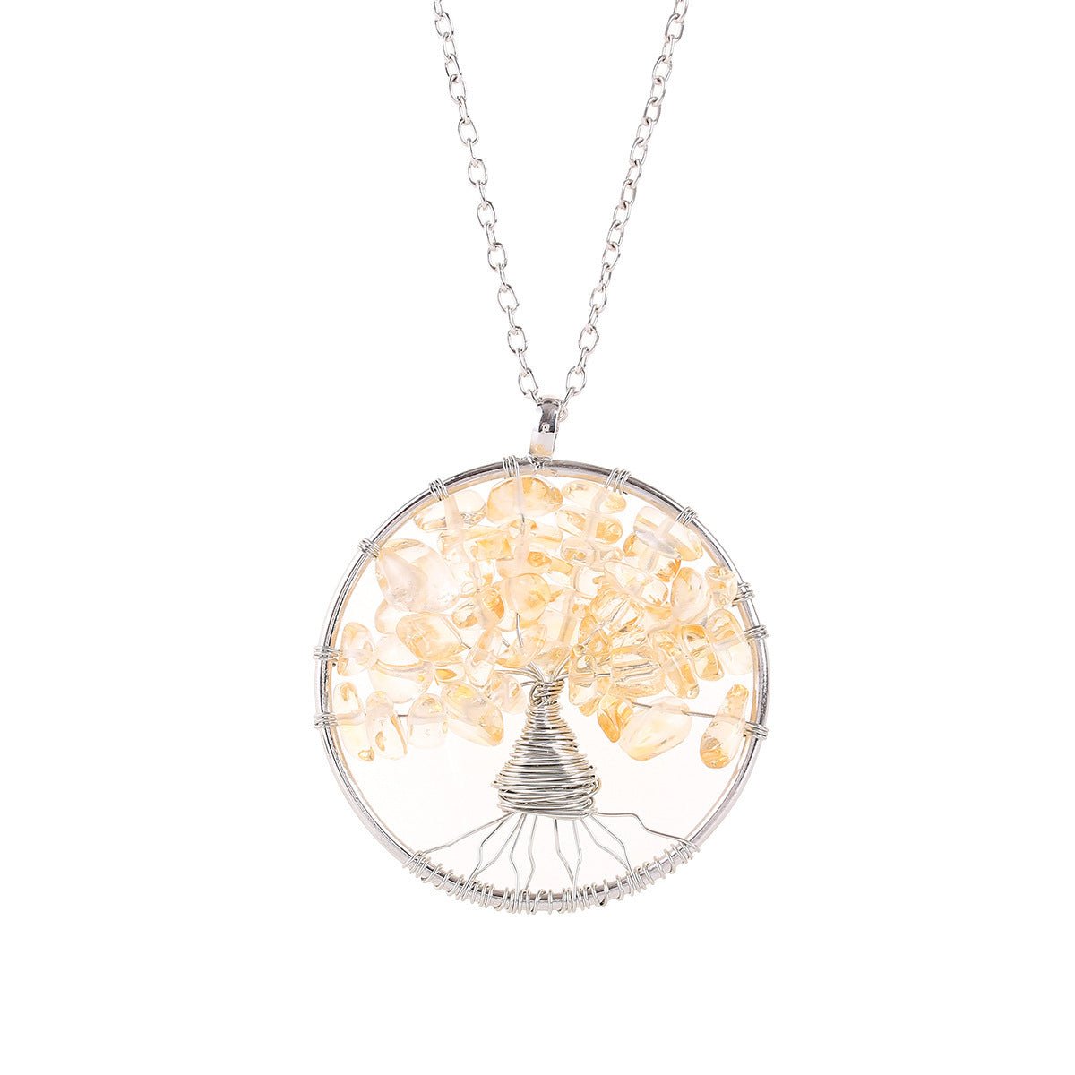 Tree of Life Crystal Gravel Pendant Necklace