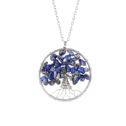 Tree of Life Crystal Gravel Pendant Necklace