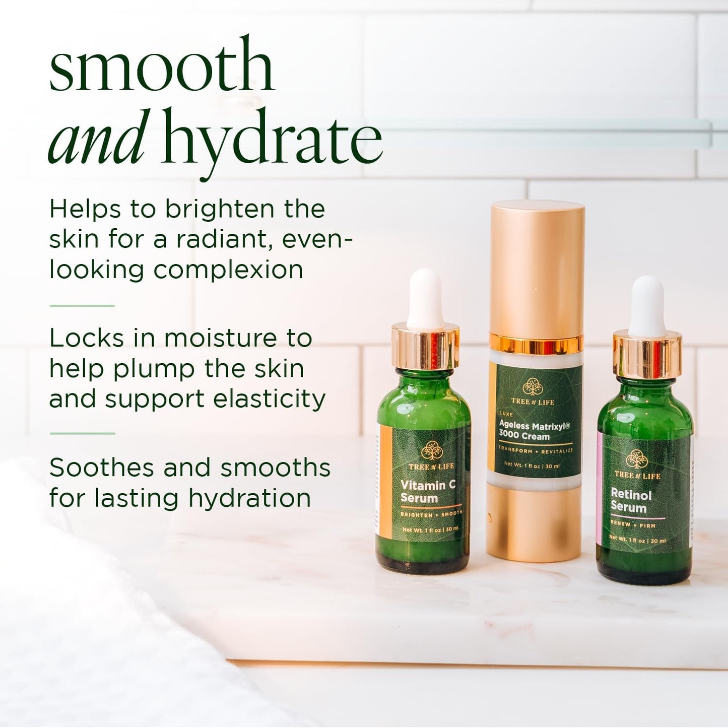 Tree of Life Beauty Ultimate Skin Care Set | Brightening, Firming & Hydrating 3-Pack