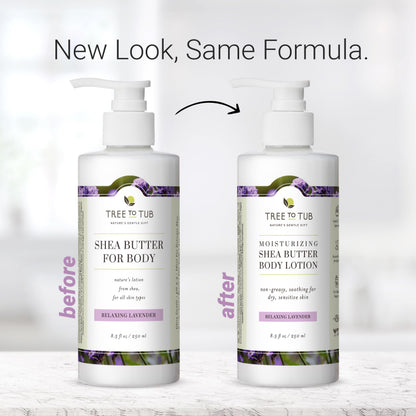 Tree to Tub Lavender Shea Butter Body Lotion – Dry Skin Moisturizer, Vegan, Aloe Vera & Oatmeal