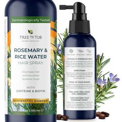 Tree To Tub Rosemary Water Spray for Hair Growth – Fermented Rice Water with Rosemary
