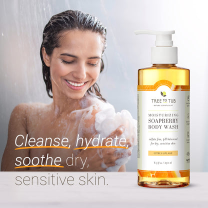 Tree to Tub Citrus Body Wash for Dry & Sensitive Skin – pH Balanced, Hydrating Shea Butter Formula