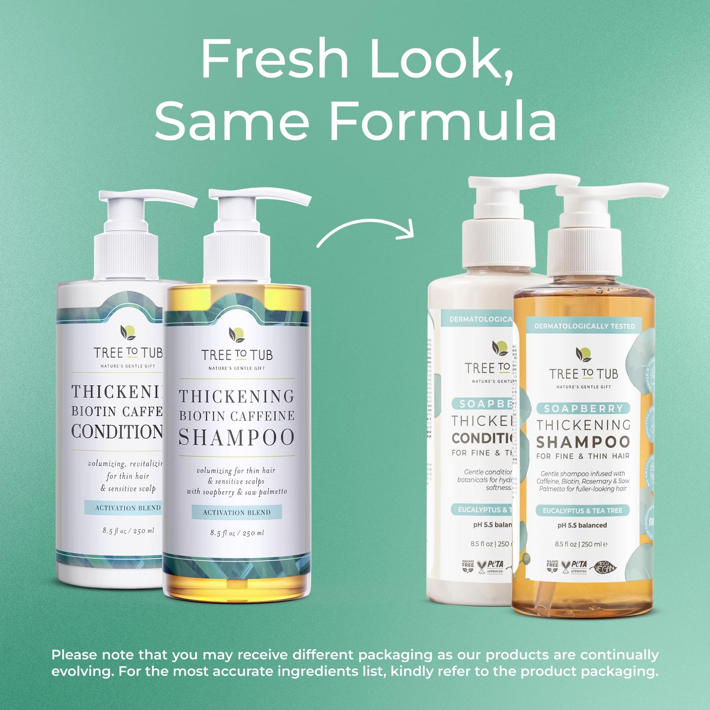 Tree to Tub Volumizing Biotin Shampoo & Conditioner Set with Caffeine – Sulfate-Free, Argan Oil