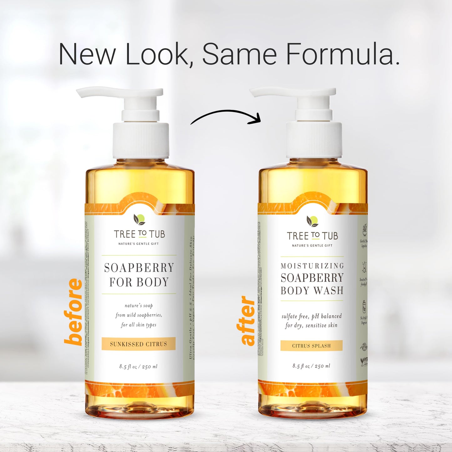 Tree to Tub Citrus Body Wash for Dry & Sensitive Skin – pH Balanced, Hydrating Shea Butter Formula