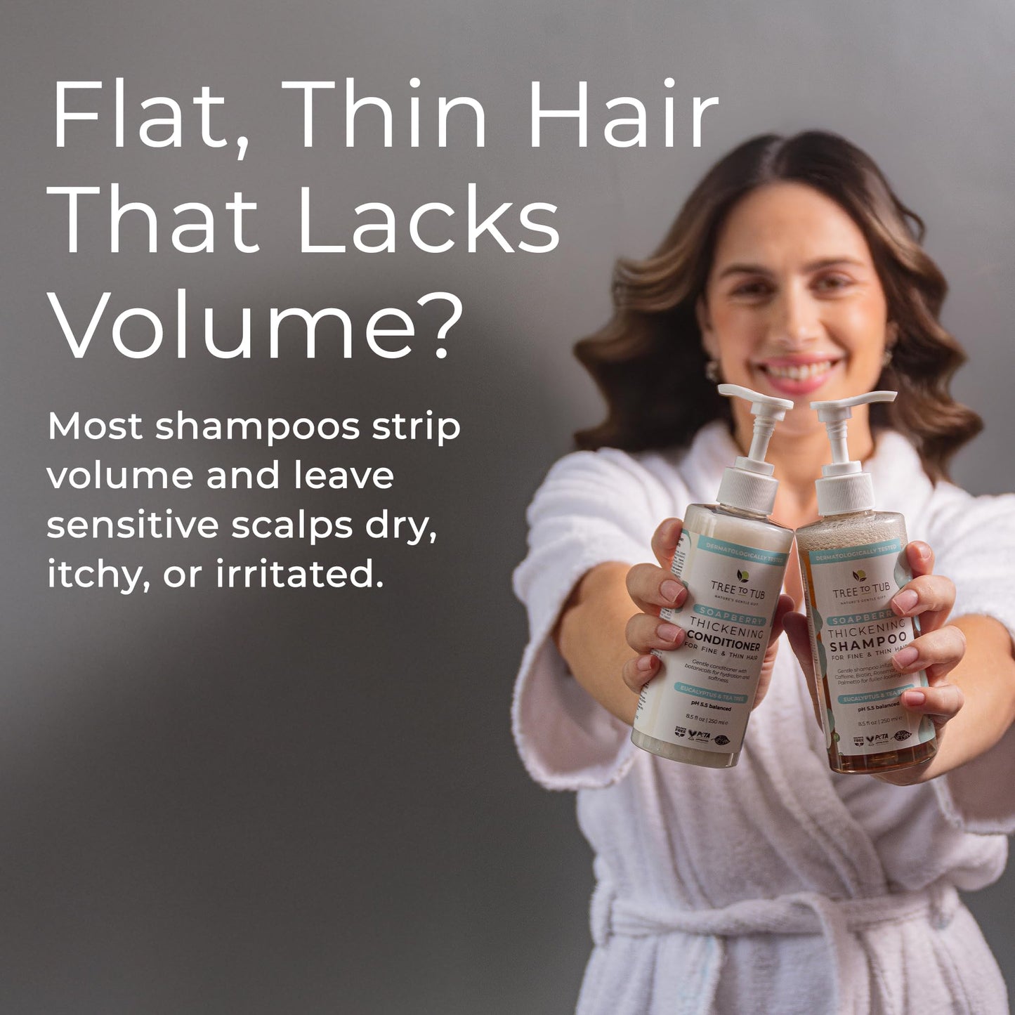 Tree to Tub Volumizing Biotin Shampoo & Conditioner Set with Caffeine – Sulfate-Free, Argan Oil