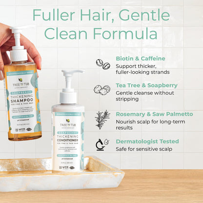 Tree to Tub Volumizing Biotin Shampoo & Conditioner Set with Caffeine – Sulfate-Free, Argan Oil