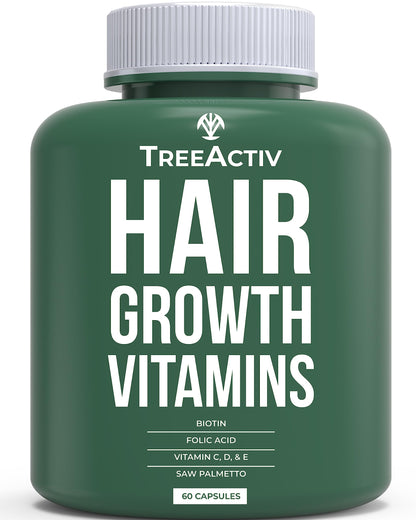 TreeActiv Hair Savior – Biotin + Saw Palmetto Hair Growth Vitamins, 60 Capsules, 30-Day Supply