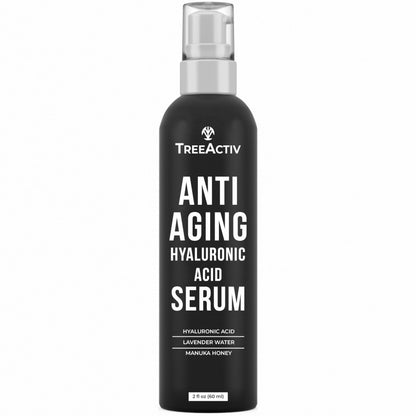 TreeActiv Anti-Aging Hyaluronic Acid Serum for Face – Hydrating, Oil-Free 2 oz