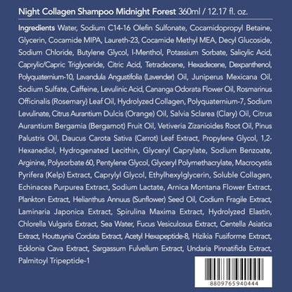 TREECELL Night Collagen Shampoo – Midnight Forest, 12.2 fl oz | Deep Cleansing, Overnight Hydration & Low-Molecular Collagen