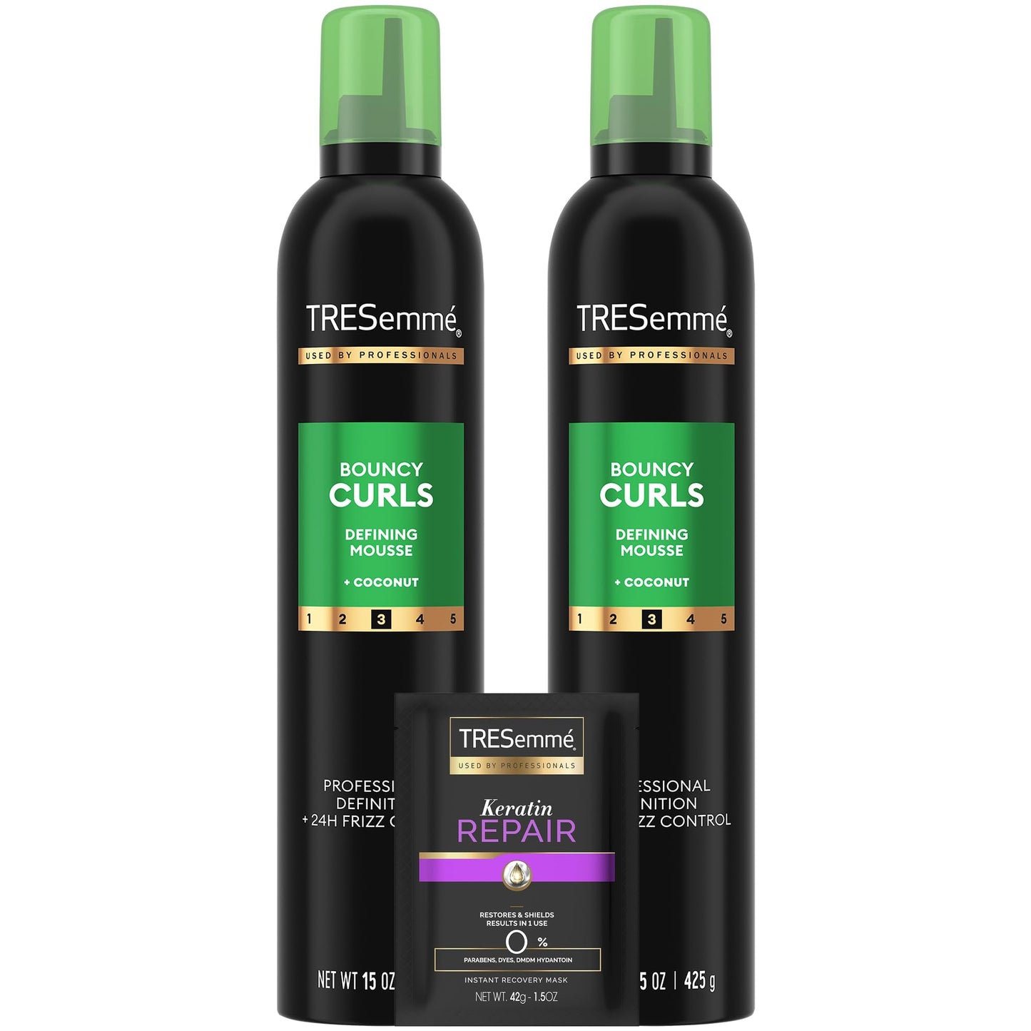 TRESemmé Defining Hair Mousse, Bouncy Curls 2-Pack – Coconut & Avocado Oil + Keratin Repair Mask