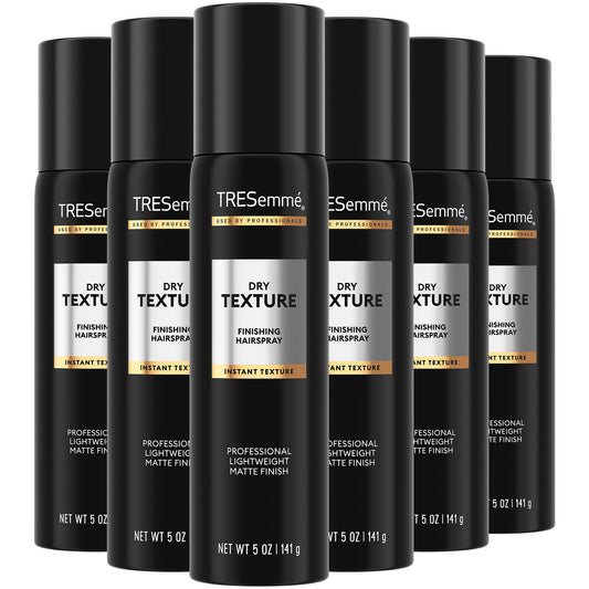 TRESemmé Dry Texture Finishing Spray – Matte Finish, Texture & Volume, 24H Humidity & Frizz Control, 6-Pack (5 oz Each)