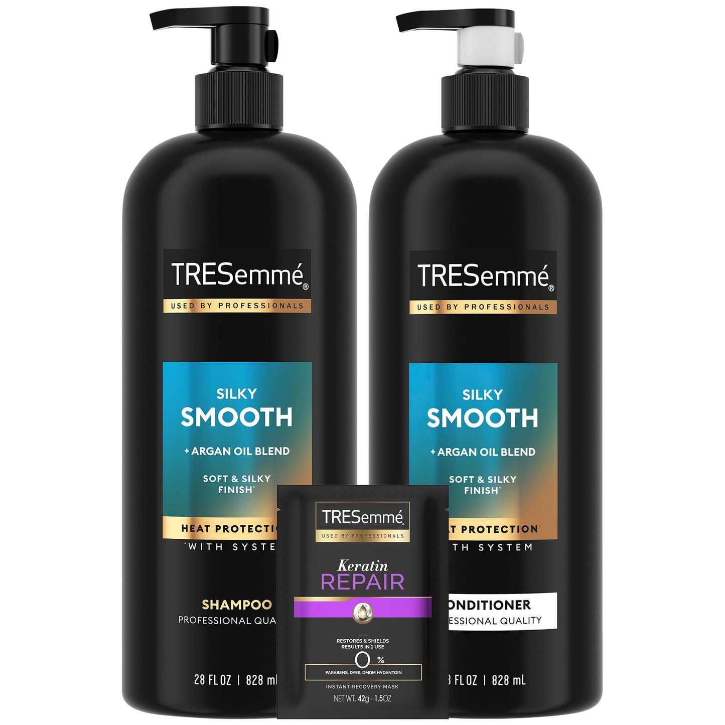 TRESemmé Shampoo & Conditioner Set with Keratin Repair Mask – Silky, Anti-Frizz Hair Care