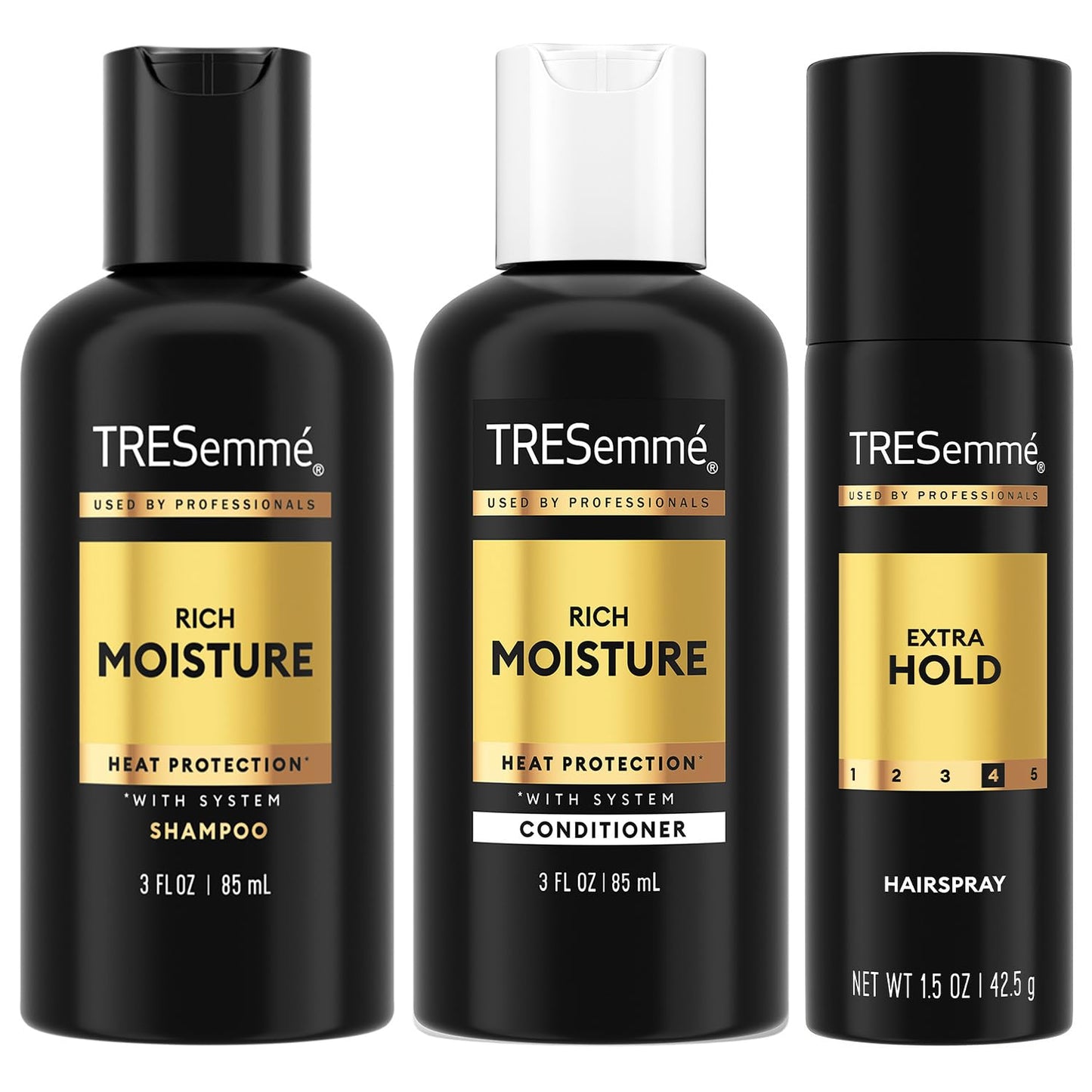 TRESemmé Travel Essentials: Rich Moisture Shampoo, Conditioner & Extra Hold Hairspray