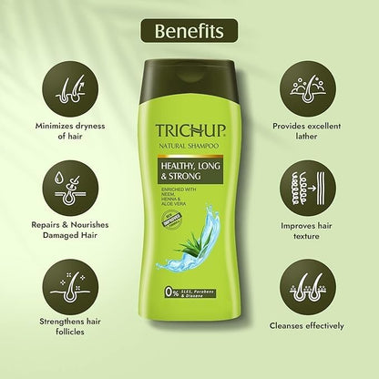 TRICHUP Herbal Shampoo with Aloe Vera, Neem & Henna – Paraben Free, 2 x 13.52 fl oz – Gentle, All Hair Types