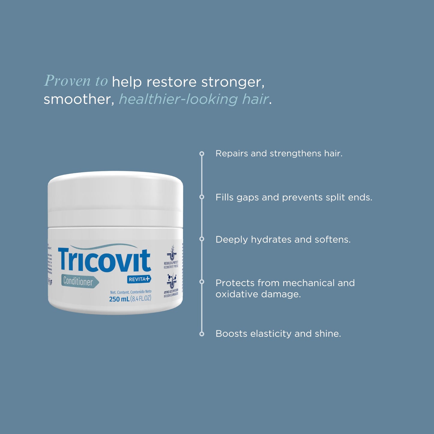 Tricovit Revita+ Hair Conditioner – Keratin Amino Acids, Pantothenic Acid & Luna Matrix Technology (8.45 fl oz)