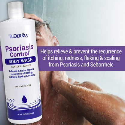 TriDerma Psoriasis Control Body Wash – 2% Salicylic Acid & AP4 Aloe Gel, 16 oz