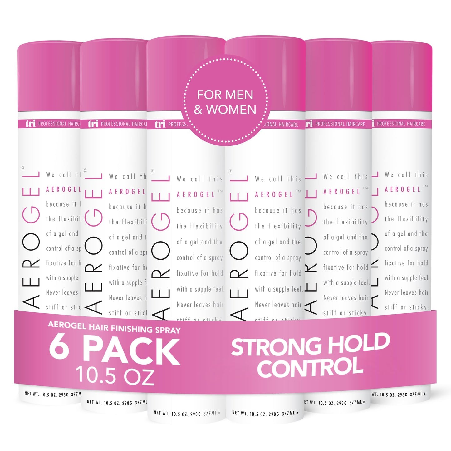 TRIDESIGN TRI Design Aerogel Hairspray – Strong Hold, Flexible Styling, 6-Pack (10.5 oz each)