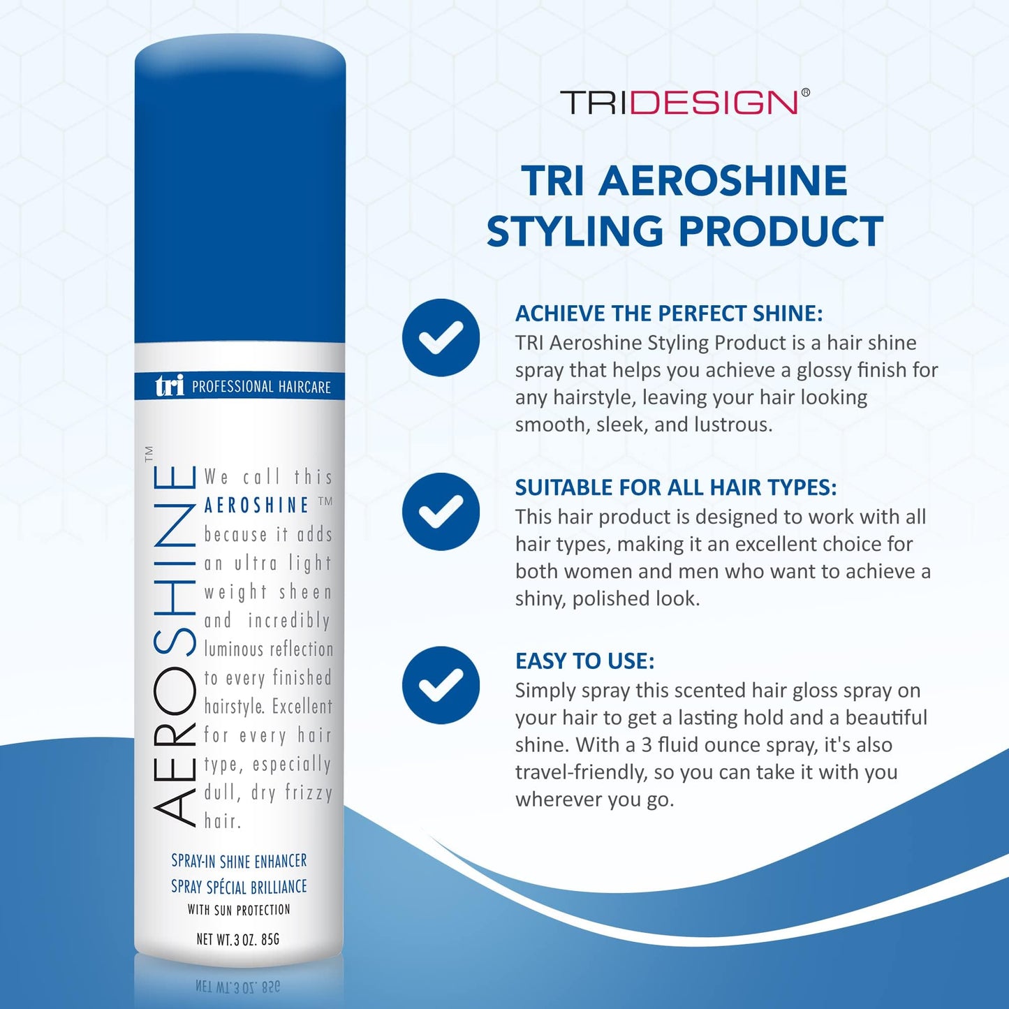 TRIDESIGN Aeroshine Finishing Hairspray – Ultra-Light Shine & Sun Protection