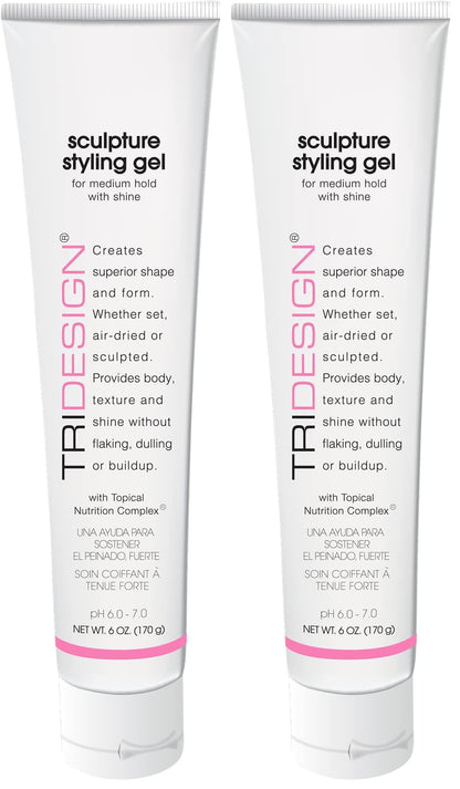 TRIDESIGN Sculpture Hair Styling Gel – Strong Hold, Flake-Free Shine, Wet Look, Curl Definition | 6 oz Pack of 2
