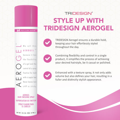 TRIDESIGN TRI Design Aerogel Hairspray – Strong Hold, Volumizing, Non‑Sticky (Pack of 4, 10.5 oz)