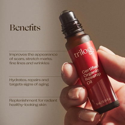 Trilogy Certified Organic Rosehip Oil – Intensive Nourishment for Dry Skin, Scars, and Fine Lines | 0.34 fl oz