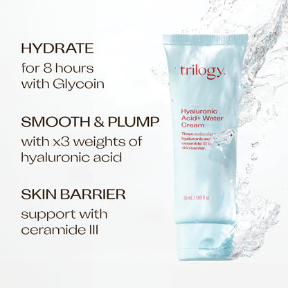 Trilogy Hyaluronic Acid+ Water Cream — Lightweight Hydration with Ceramides & Glycoin (1.69 fl oz)