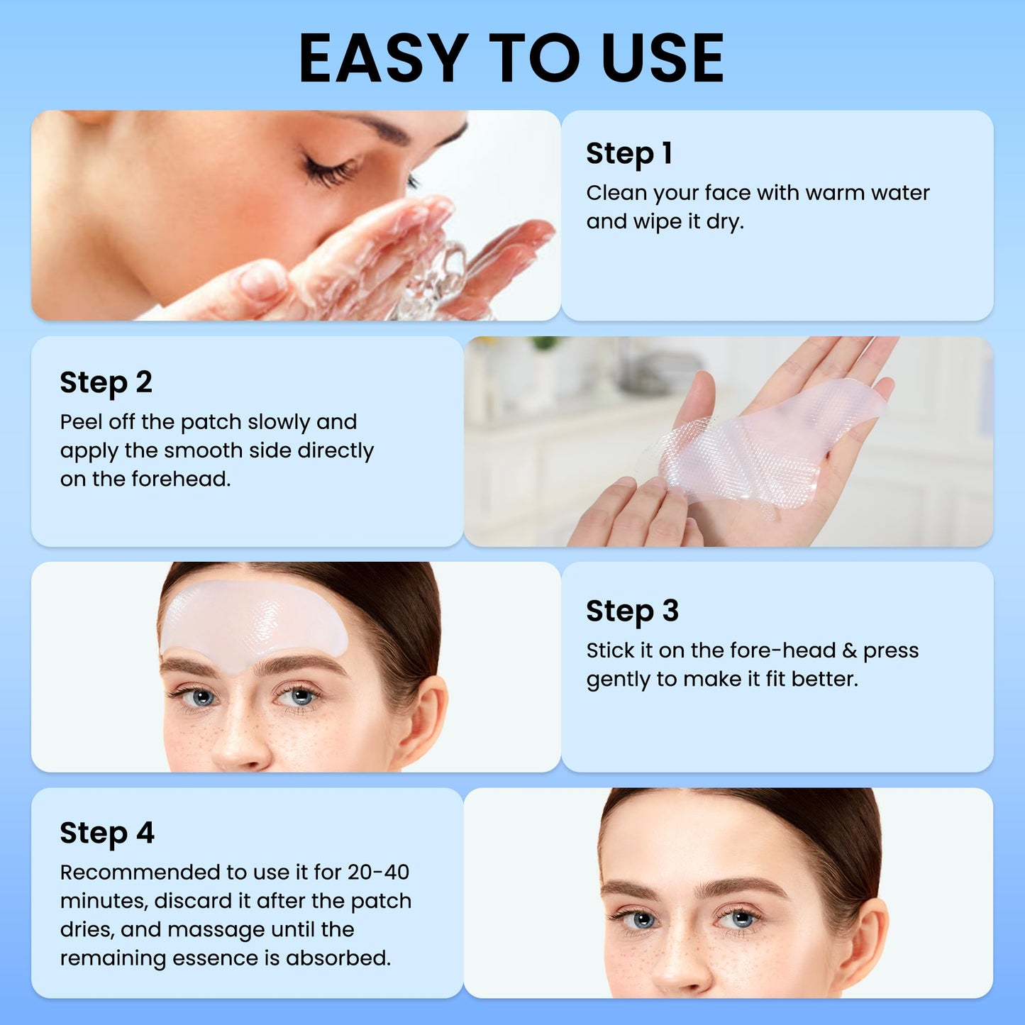 Tripsky Forehead Wrinkle Patches – Overnight Collagen Jelly Patches with Seaweed & Vitamin E