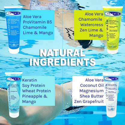 TRISWIM Gift Set – Swimmer Shampoo, Conditioner, Body Wash & Lotion (8.5 oz)