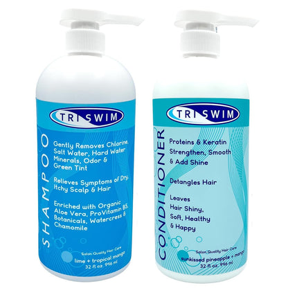 TRISWIM Hair Care Bundle – Swim Shampoo & Conditioner 32 oz Each | Hydration & Texture