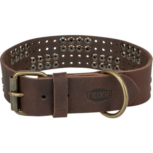 Trixie Rustic Greased leather collar Rivets, extra wide