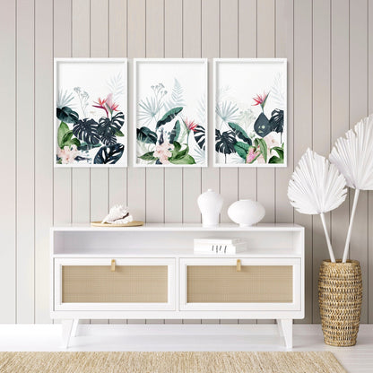 Wall painting for living room | Set of 3 Tropical wall art