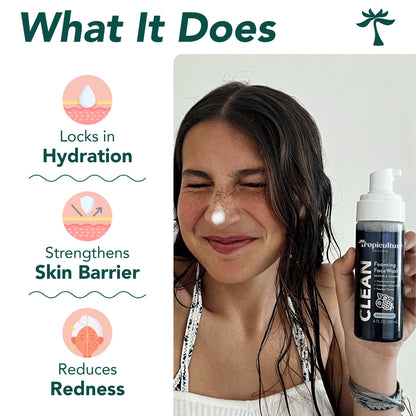 Tropiculture Clean Foaming Face Wash for Teens, Tweens & Kids | Bright Berry Hydrating Facial Cleanser