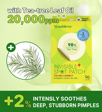 Troubless Invisible Plus Spot Patch The Red Correct – Redness-Targeting Hydrocolloid Patch (96 ea)