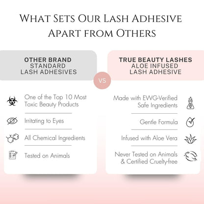 True Beauty Lashes Gentle Formula Lash Glue – 24-Hour Hold, Aloe, Dries Clear