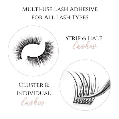 True Beauty Lashes Gentle Formula Lash Glue – 24-Hour Hold, Aloe, Dries Clear