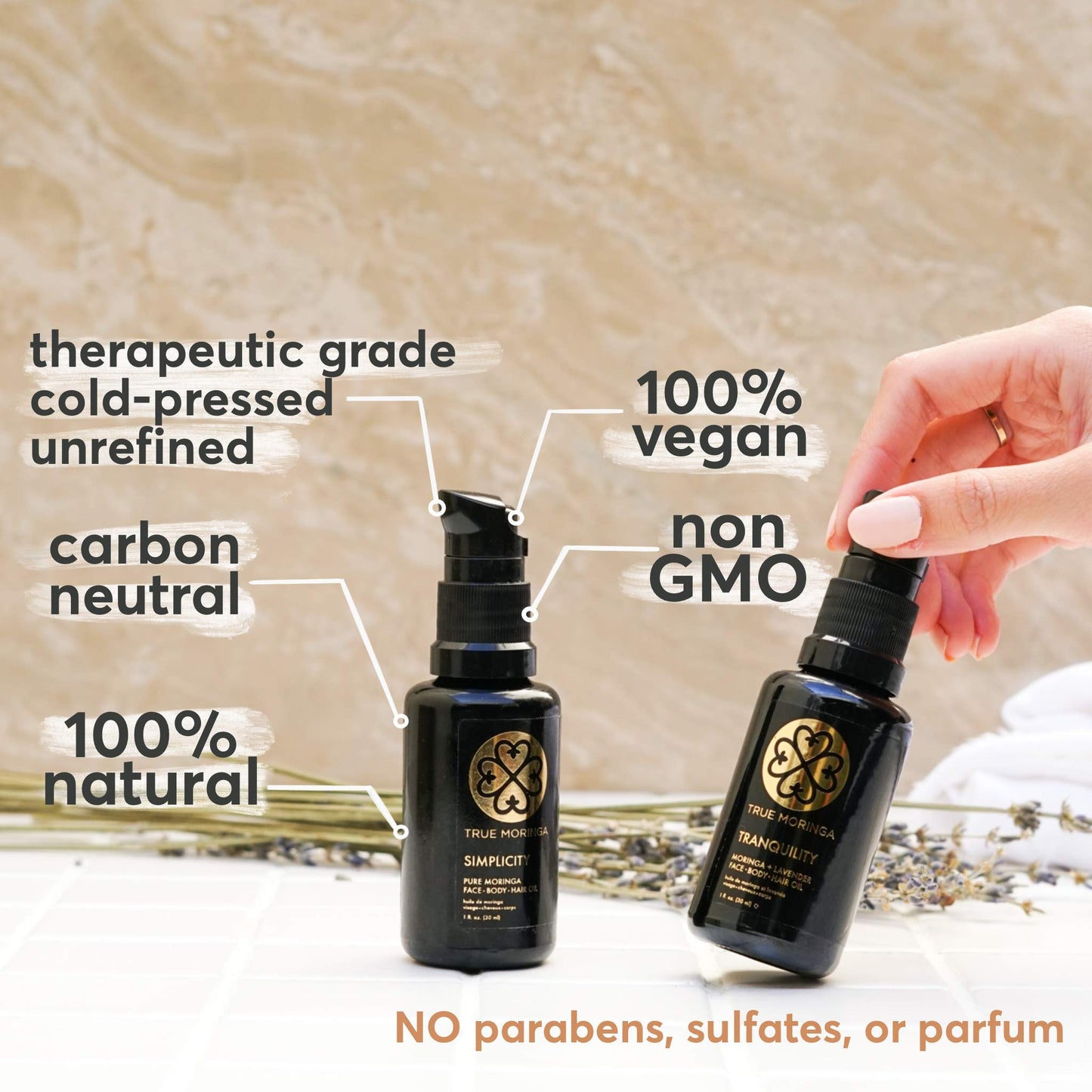True Moringa Oil for Face, Body & Hair – 100% Pure Cold-Pressed (Peppermint), Vegan & Non-GMO, 30 ml
