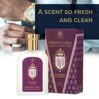 Truefitt & Hill Luxury Cologne – Clubman Scent in a Traditional Etched Atomizer Bottle, 3.38 oz