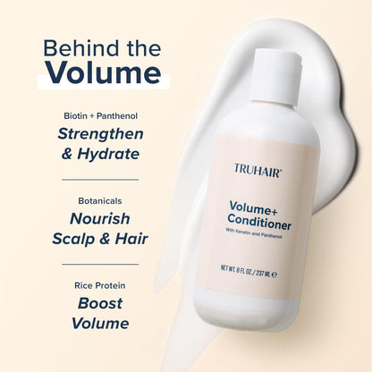 TRUHAIR Volume+ Conditioner with Keratin & Panthenol – Lightweight Hydration & Shine | Super Size 16 oz