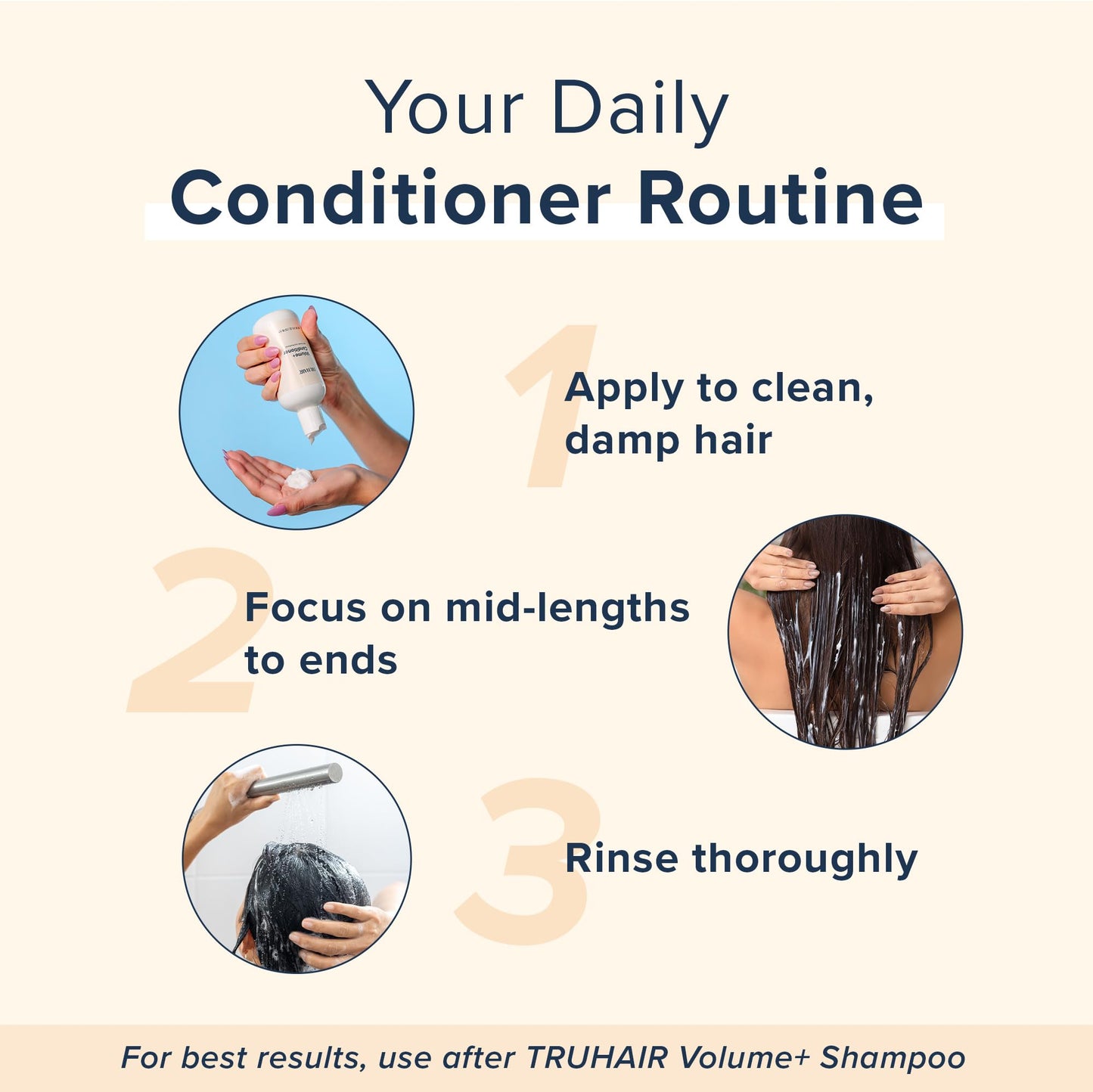 Truhair Volume+ Conditioner – Keratin & Panthenol, Lightweight Hydration & Shine (8 oz)